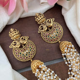 Antique Lakshmi Jada Billai with Pearl Maatil-Bun Billai-Red Green-G13091